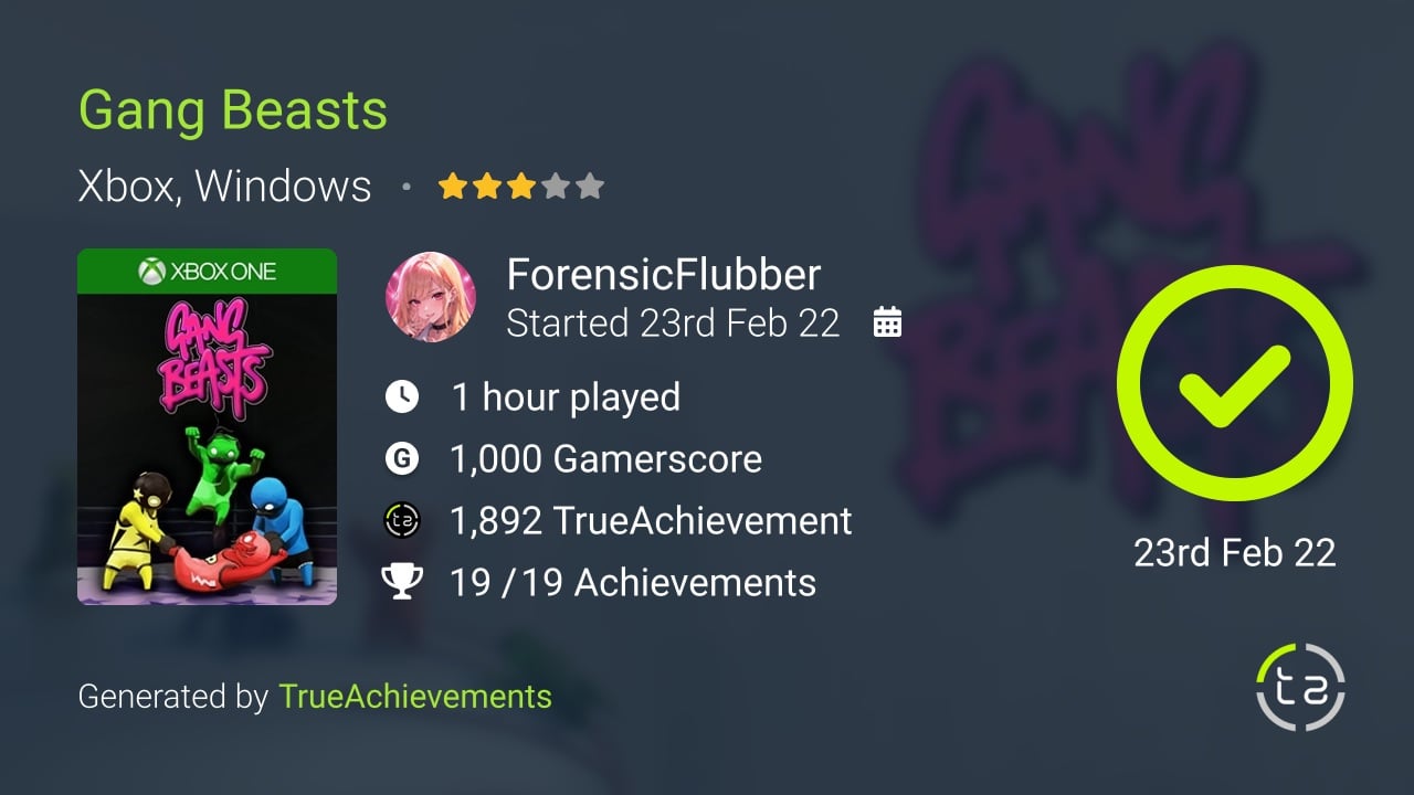 Gang Beasts achievement summary
